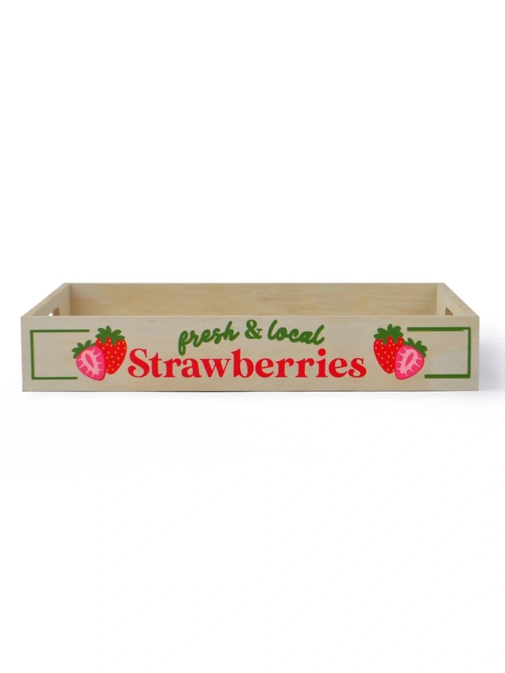 Wooden Serving Tray with “Fresh & Local Strawberries